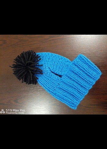 Pati Örgü Bere Siyah ve Mavi - Görsel 4