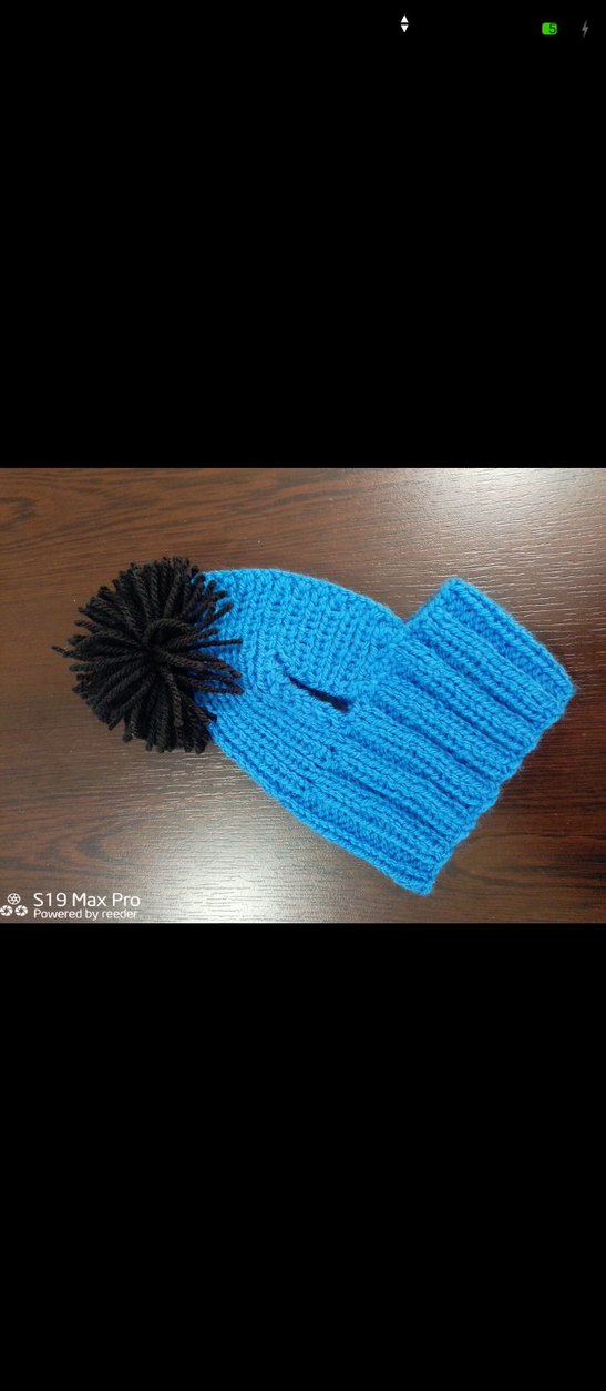 Pati Örgü Bere  Siyah ve Mavi - Görsel 4