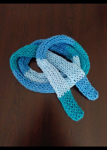 Renkli Örgü Skinny Atkı Bohem Tarz - Görsel 7