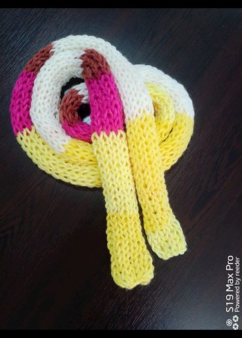 Renkli Örgü Skinny Atkı Bohem Tarz - Görsel 6