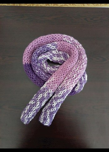 Renkli Örgü Skinny Atkı Bohem Tarz - Görsel 5