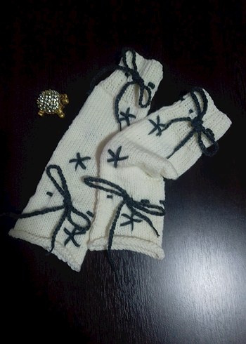 Bohem Tarz Beyaz Örgü 40cm Tozluk - Görsel 3