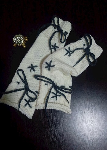 Bohem Tarz Beyaz Örgü 40cm Tozluk - Görsel 2