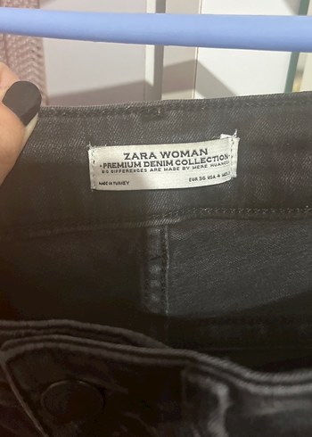 36 Beden siyah Renk Siyah Kemer Detaylı Dar Kesim Kadın Kot Pantolon