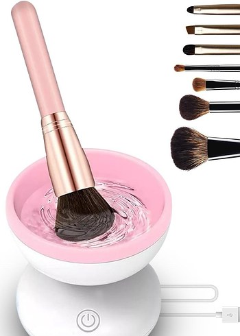 Pembe Taşınabilir Mini Makyaj Fırçası Temizleyici - Görsel 3