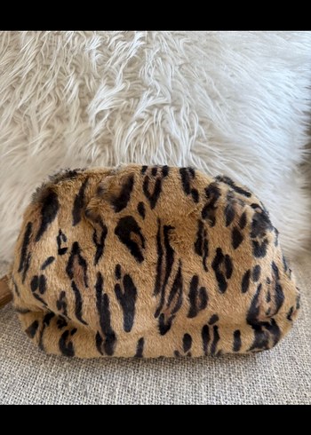 Diğer Kahverengi Leopar Desenli Kürklü Kadın Çanta