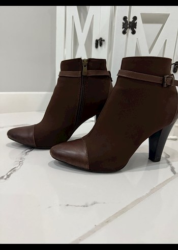 Diğer Kahverengi Deri Stiletto Topuklu Kadın Bot