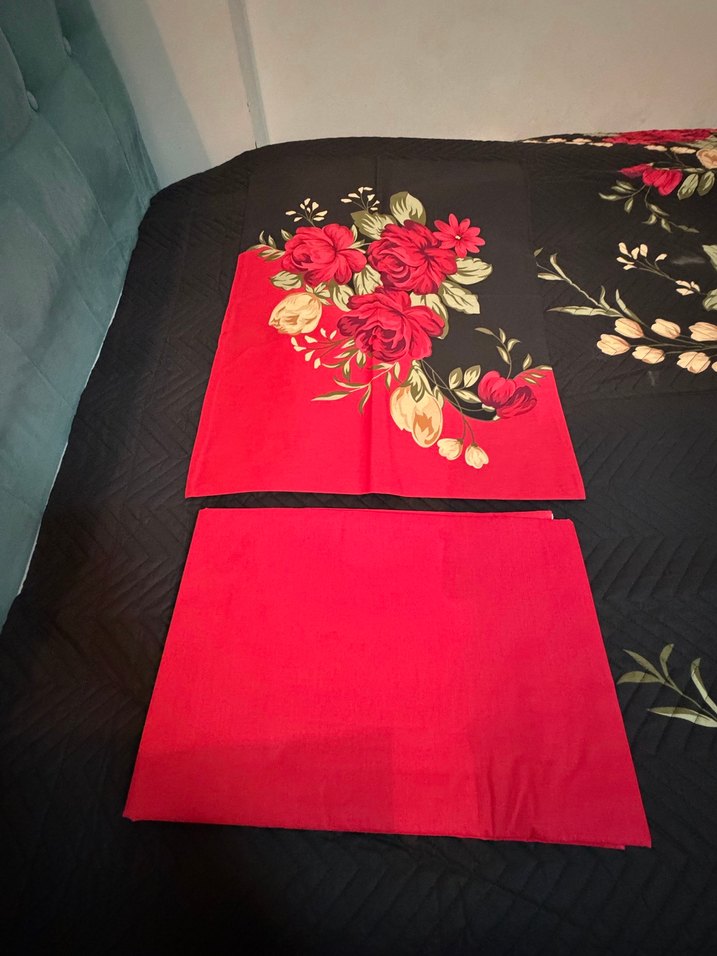 Kırmızı Desenli tek kişilik pike takımı - Görsel 2