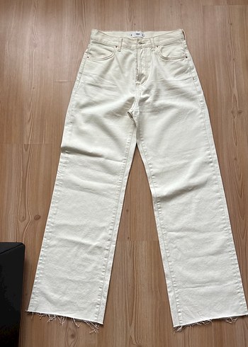 Mango Mango Düğmeli Bej Kadın Midi Kot Pantolon