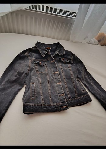 xs Beden gri Renk Siyah gri karışımı vintage kot ceket
