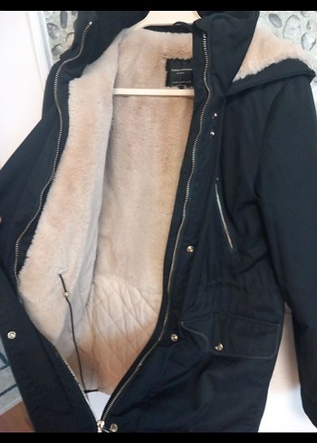 Kürklü Siyah Kadın mont - Görsel 3