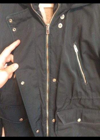 Kürklü Siyah Kadın mont - Görsel 2