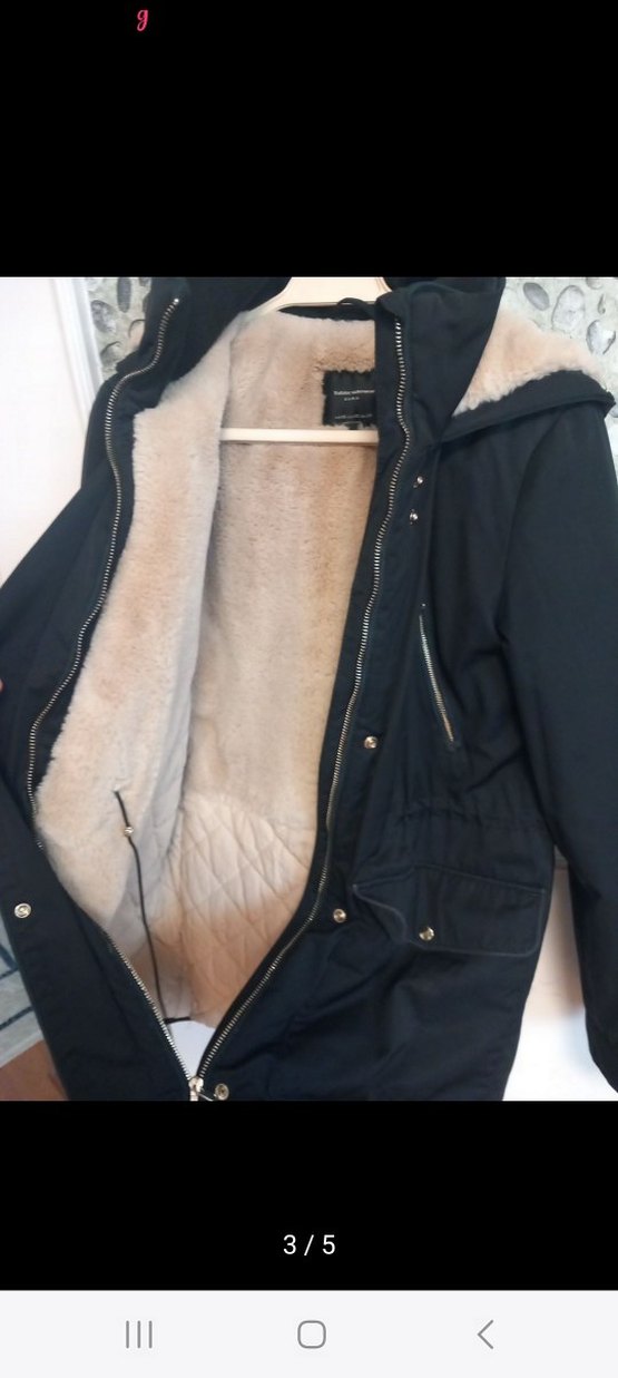 Kürklü Siyah Kadın mont - Görsel 3