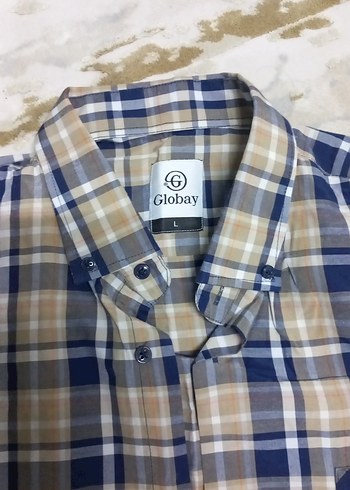 Erkek Bej Kareli Pamuklu Gömlek - Görsel 2