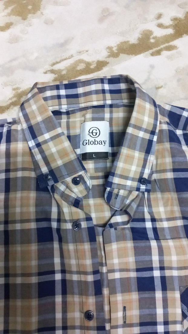 Erkek Bej Kareli Pamuklu Gömlek - Görsel 2