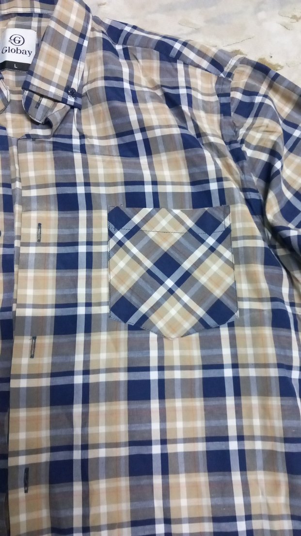 Erkek Bej Kareli Pamuklu Gömlek - Görsel 3