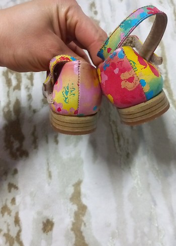 Renkli Bağcıklı Kız Babet Ayakkabı - Görsel 3