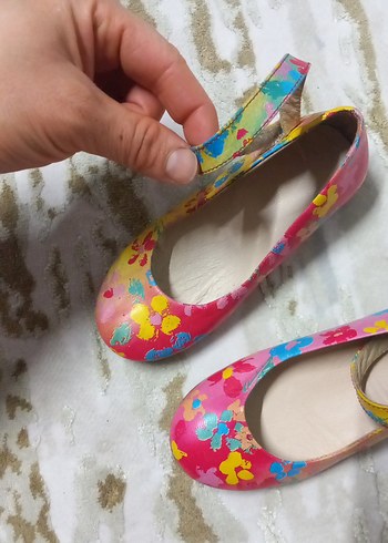 Renkli Bağcıklı Kız Babet Ayakkabı - Görsel 4