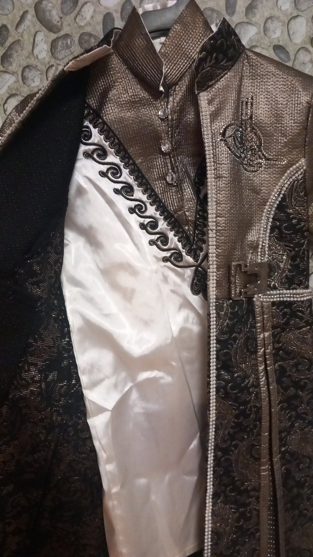 Nakışlı Kemerli Gri Kısa Kollu Çocuk sünet takım - Görsel 3