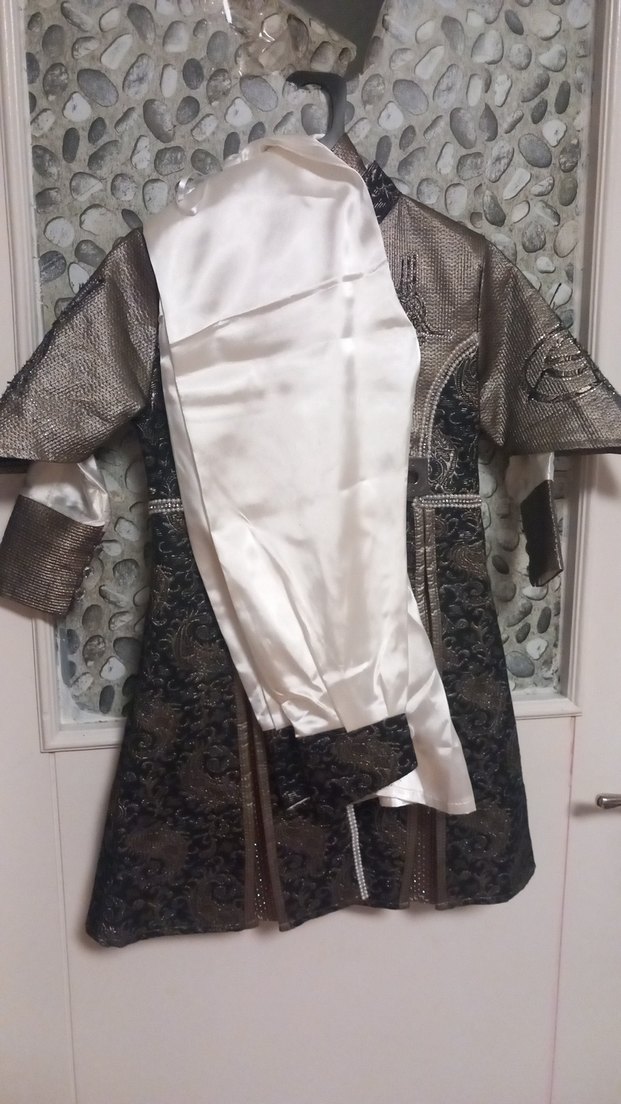 Nakışlı Kemerli Gri Kısa Kollu Çocuk sünet takım - Görsel 4