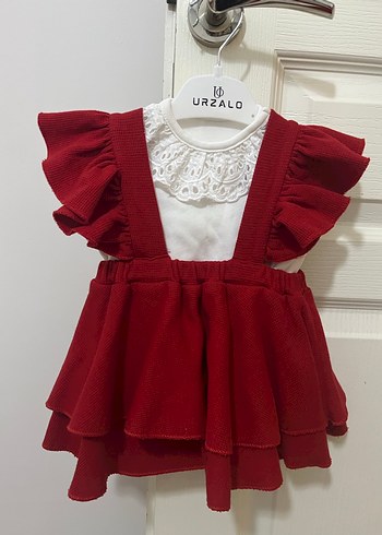 Bordo Fırfırlı Kız Çocuk Örme Elbise