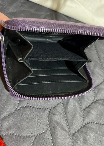 Fermuarlı Süet Kadın Cüzdan Mor - Görsel 3