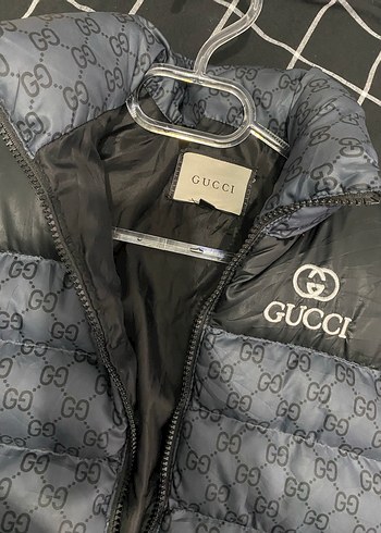 7 Yaş Beden Gucci Gri Desenli Fermuarlı Yelek