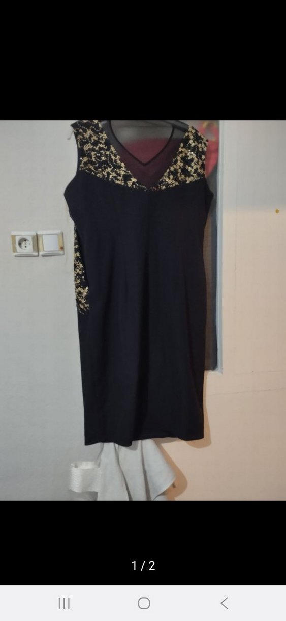 46 BeDEN SIYAH İŞLEMELİ Abiye Elbise - Görsel 2