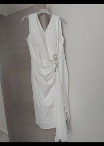 50 BEDEN BEYAZ MIDI ELBISE - Görsel 5