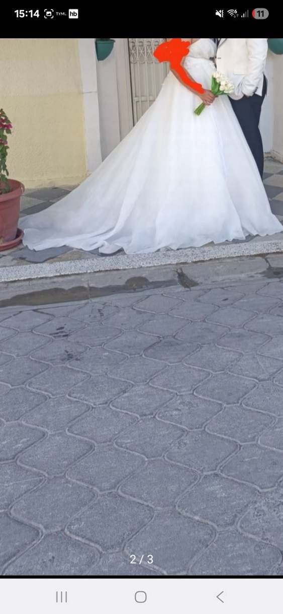 Askılı İşlemeli Beyaz Gelinlik - Görsel 2