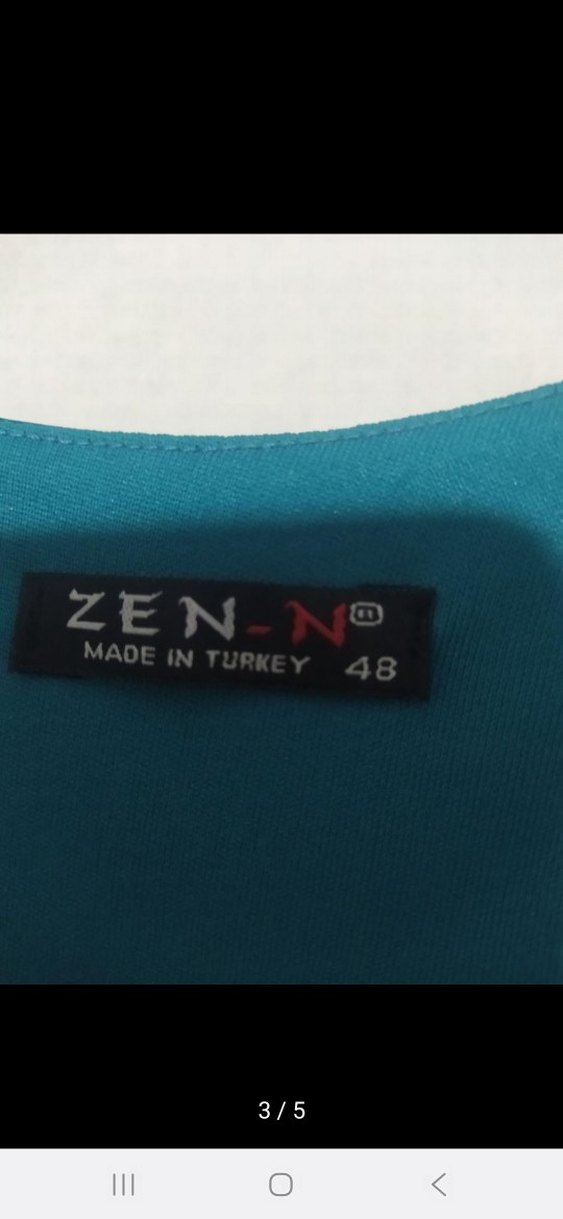 48 Beden Mavi SATEN ELBISE - Görsel 3