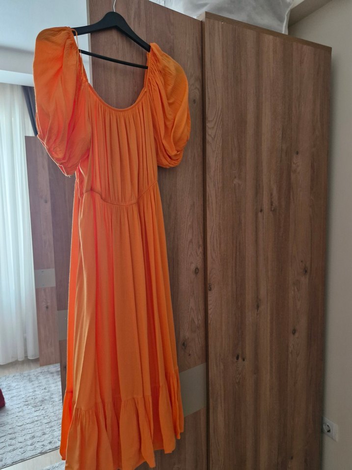 Turuncu Günlük Elbise 44 Beden - Görsel 3