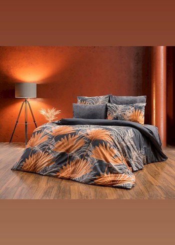 Koyu Gri Batik Desenli Nevresim Takımı