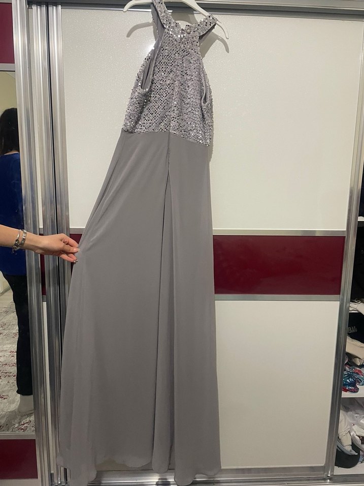 Gri Uzun Abiye Elbise - Görsel 2