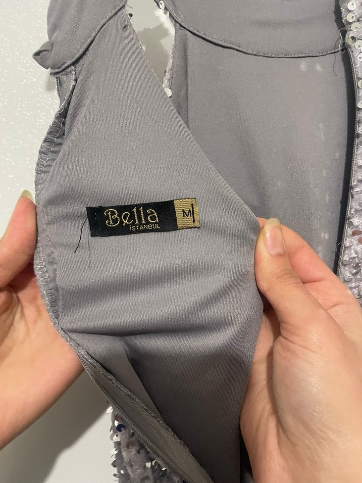 Gri Uzun Abiye Elbise - Görsel 3