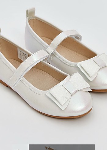 Kız Çocuk Beyaz Fiyonk Detaylı Babet - Görsel 2