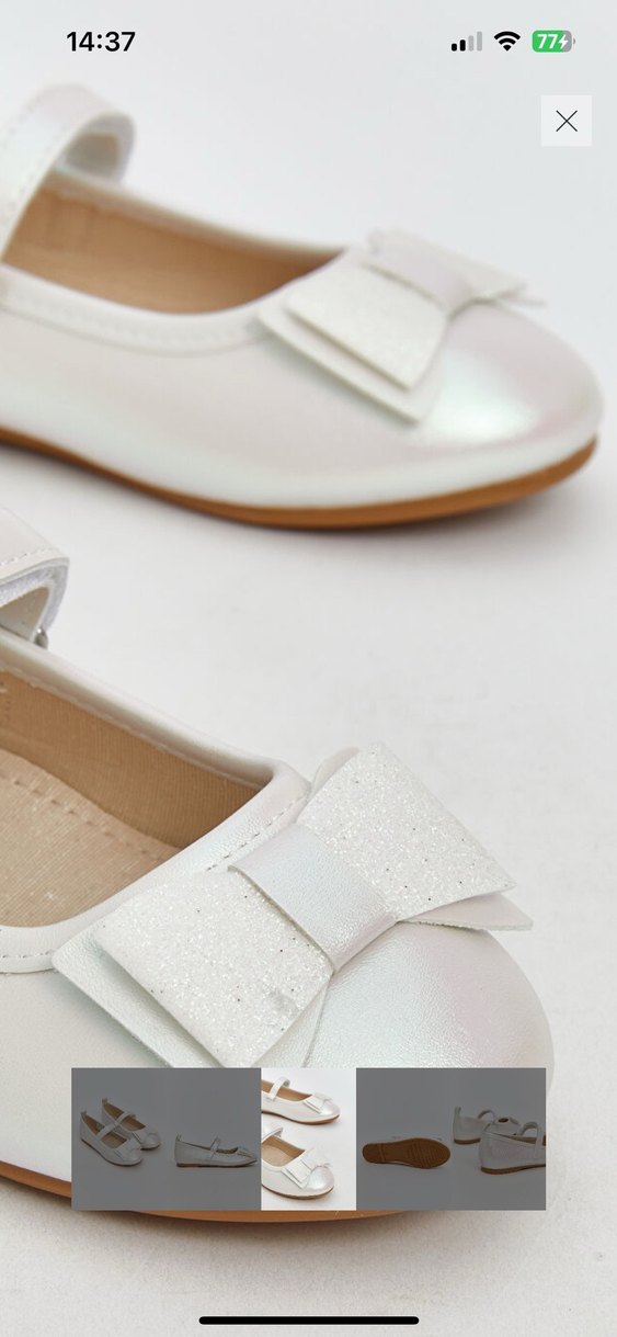 Kız Çocuk Beyaz Fiyonk Detaylı Babet - Görsel 3