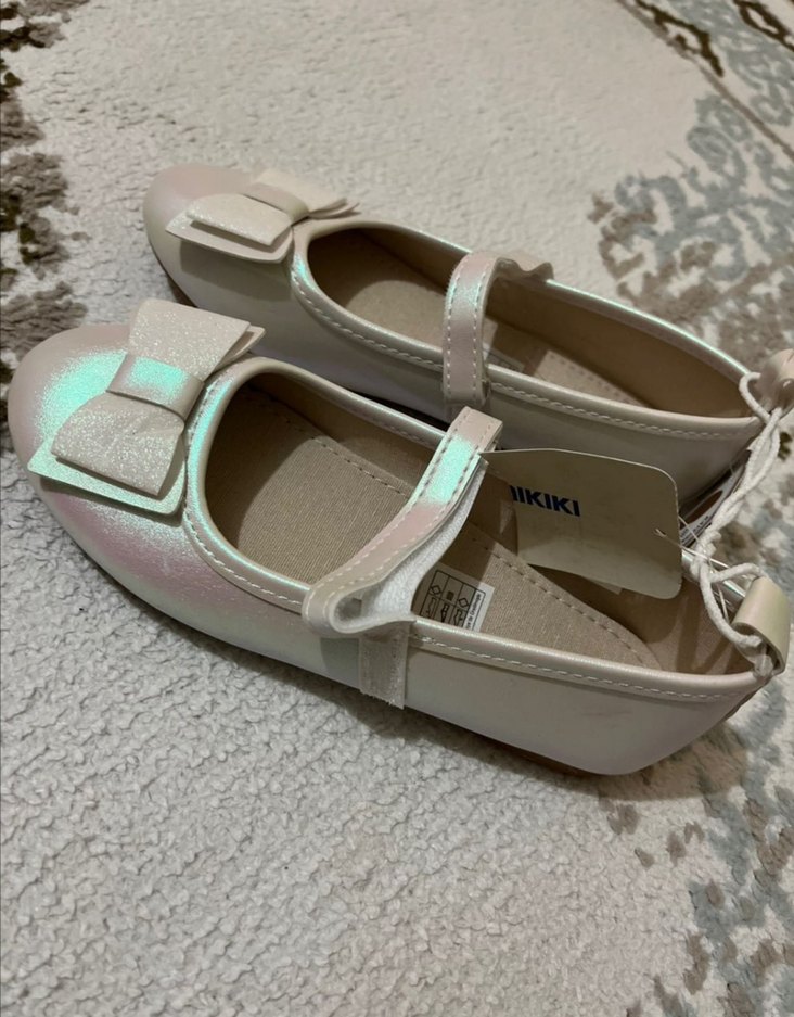 Kız Çocuk Beyaz Fiyonklu Babet Ayakkabı - Görsel 2