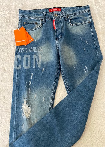 DSquared2 Mavi Baskili Erkek Kot Pantolon