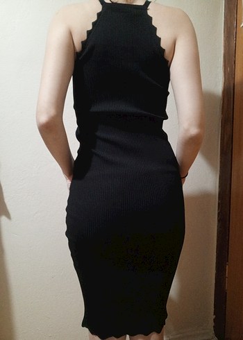s Beden siyah Renk Siyah Yüksek Yakalı Kolsuz Kalem Elbise