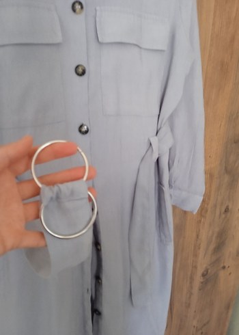 xl Beden Düğmeli mavi Uzun Ceket