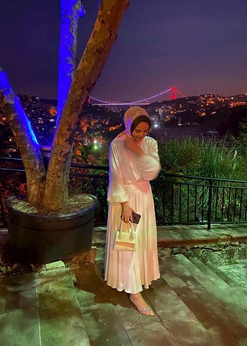 Diğer Uzun Kollu Beyaz Salaş Drape Takım