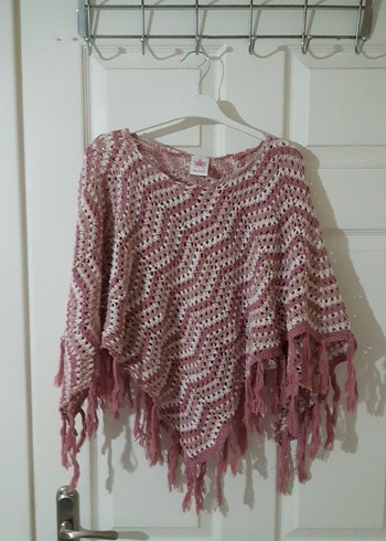 Kızlar için Pembe Bohem Örgü Panço EN UYGUN!! - Görsel 3