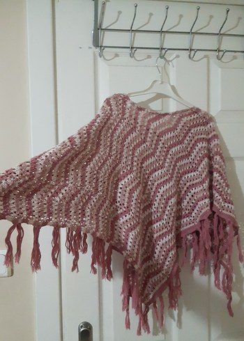 Kızlar için Pembe Bohem Örgü Panço EN UYGUN!! - Görsel 2