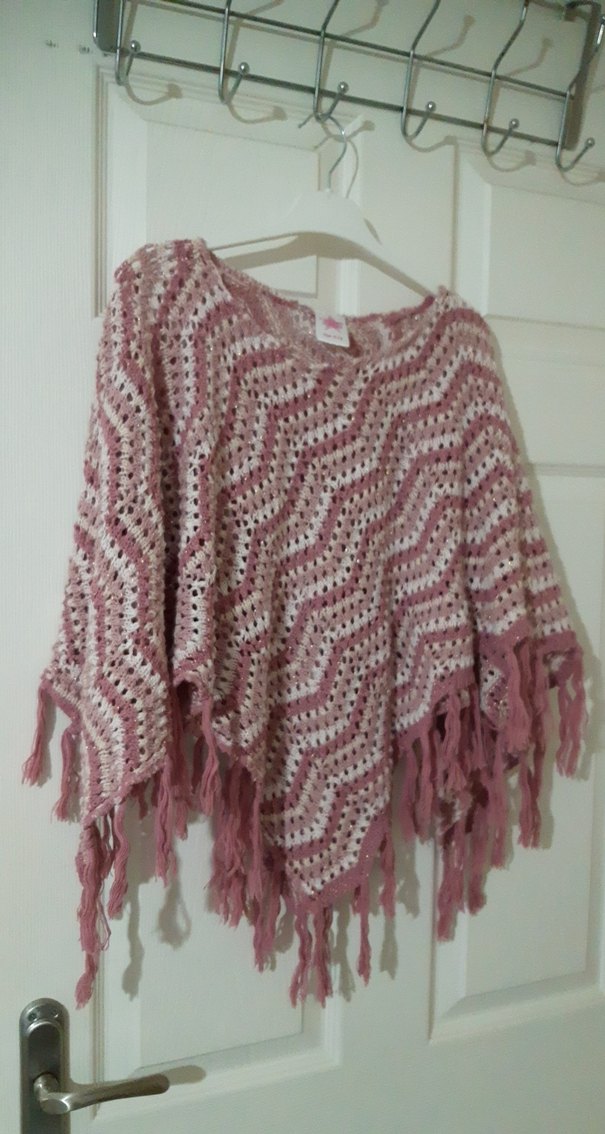 Kızlar için Pembe Bohem Örgü Panço EN UYGUN!! - Görsel 4