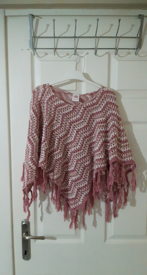 Kızlar için Pembe Bohem Örgü Panço EN UYGUN!! - Görsel 3