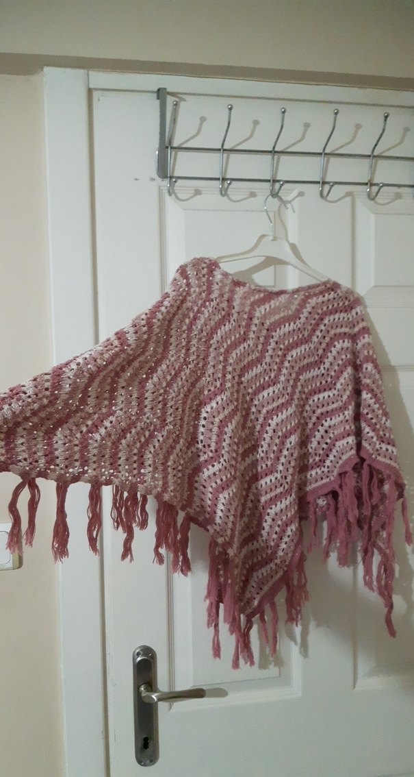 Kızlar için Pembe Bohem Örgü Panço EN UYGUN!! - Görsel 2