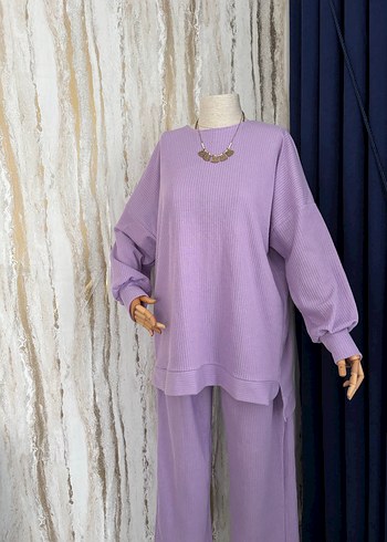 LC Waikiki Uzun Loose Fit Mor Kadın Takım triko takım