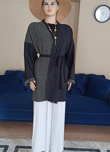 diğer Beden Siyah Özel Dikim Kimono Abaya