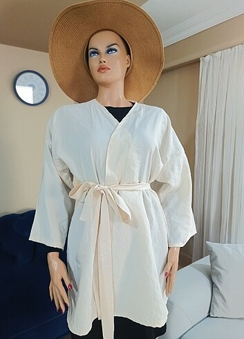 Krem büzgülü Kimono 